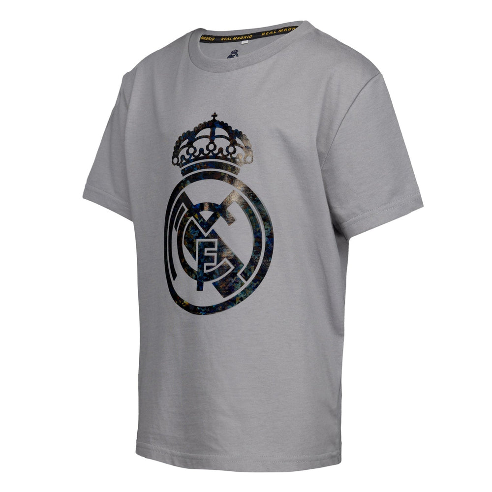 Kids Kids on Tour Real Madrid Black Out Geo Foil Crest T Shirt