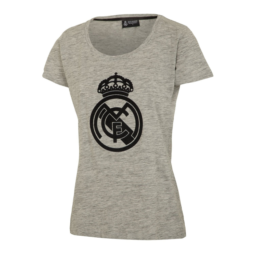 Real Madrid Womens Crest T-Shirt Blended Grey/Black