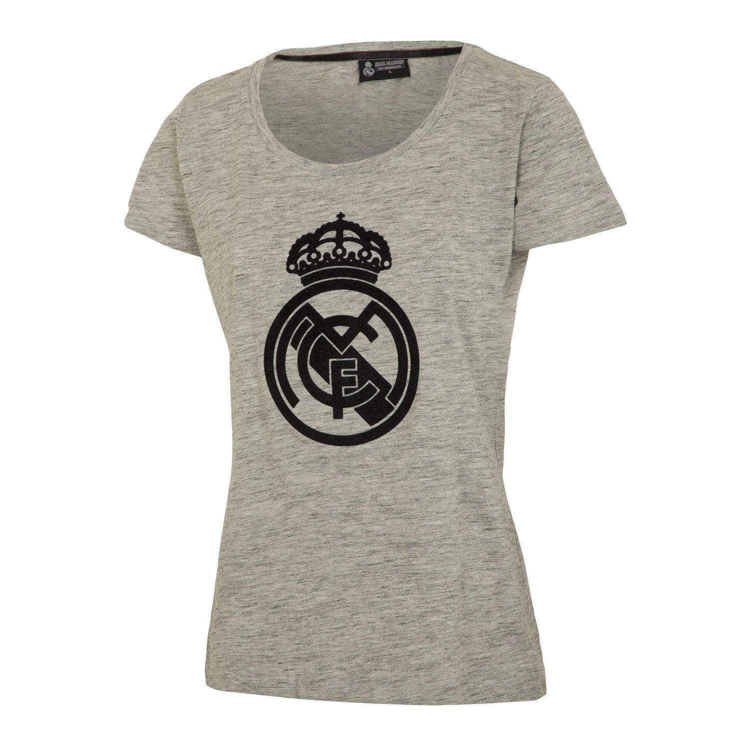 Real Madrid Womens Crest T-Shirt Blended Grey/Black