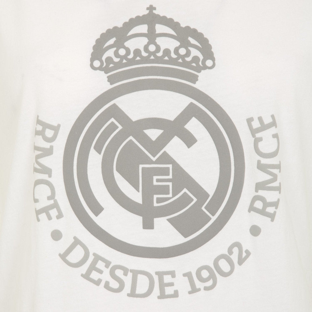Real Madrid Womens Crest T-Shirt White/Grey