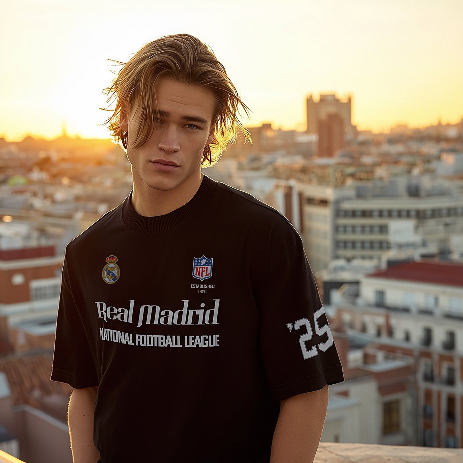 Mens Real Madrid x NFL T-Shirt Black