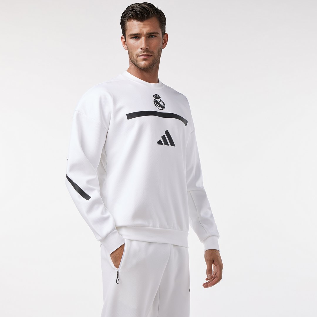 Mens adidas Real Urban Crew Sweatshirt White – Real Madrid Europe