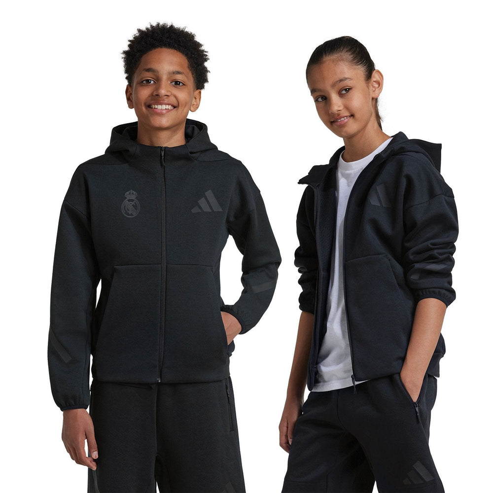 Kids adidas Real Urban Full Zip Hoodie Black/ Black
