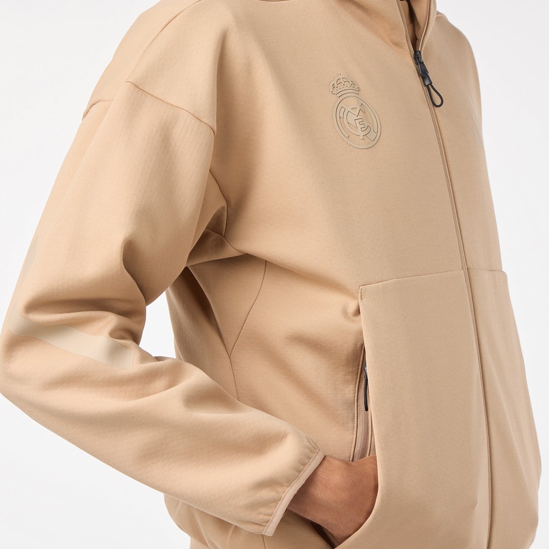 Mens Adidas Real Urban Full Zip Hoodie Beige