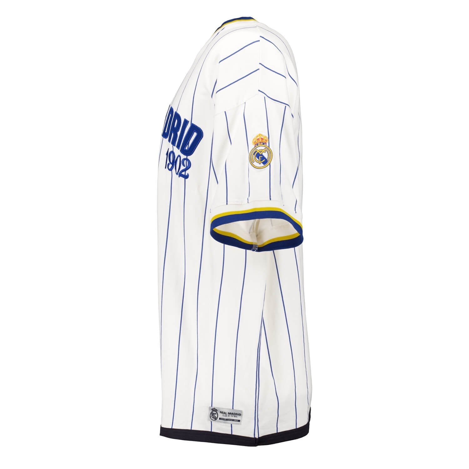 Mens Oversized Striped Baseball T-Shirt Off White Real Madrid