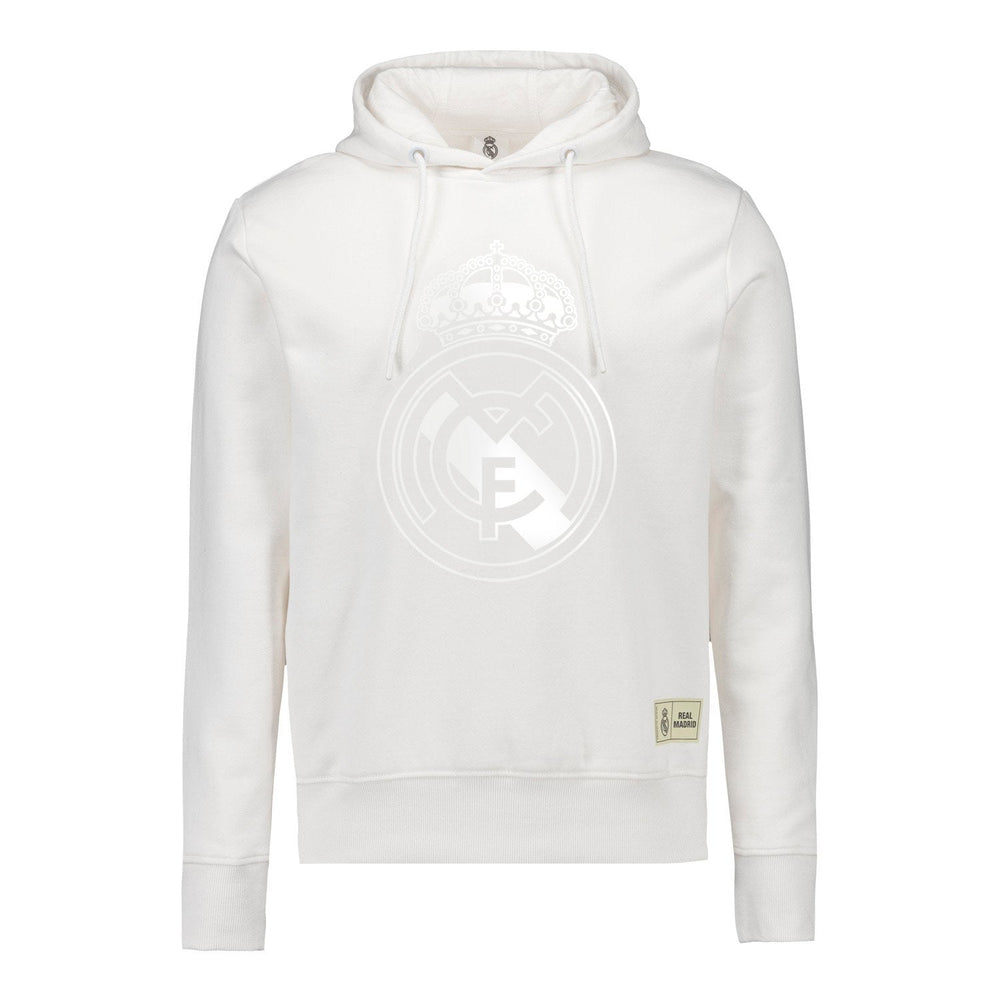 Mens Blackout Hoodie Crest White Real Madrid