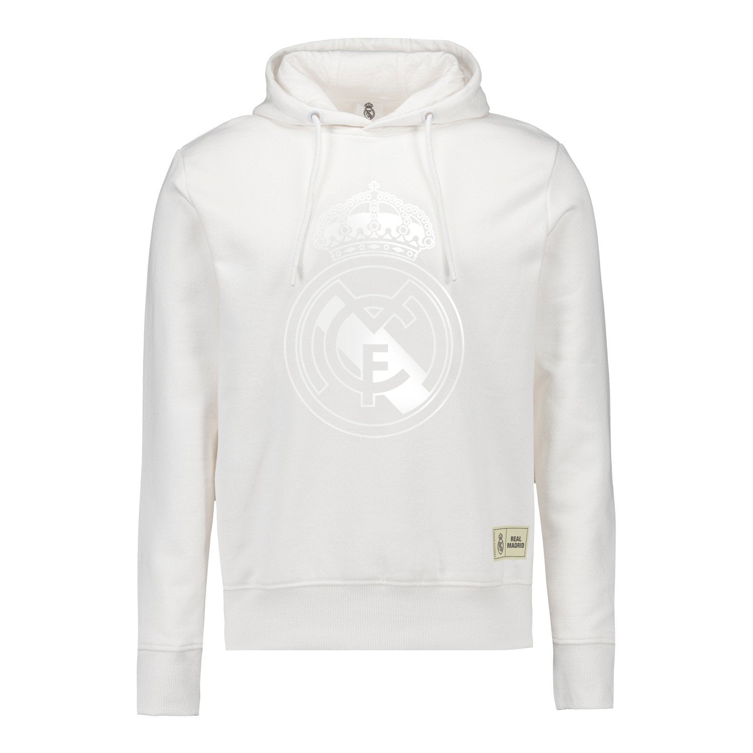 Mens Blackout Hoodie Crest White Real Madrid