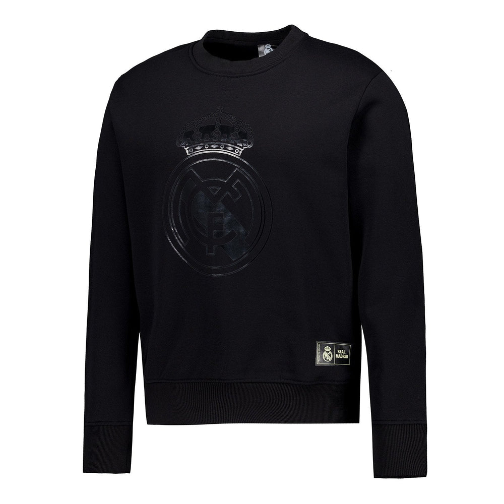 Mens Blackout Sweatshirt Crest Black Real Madrid