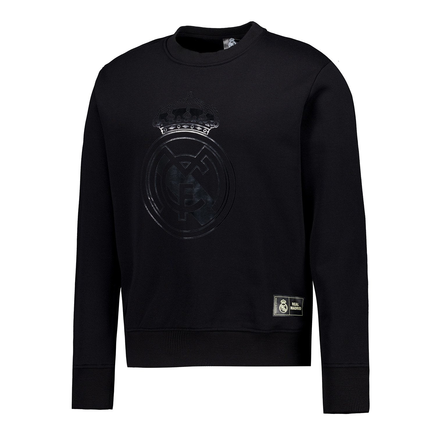 Mens Blackout Sweatshirt Crest Black Real Madrid