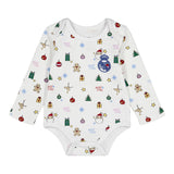 Long-Sleeve Christmas Baby Bodysuit White/Navy