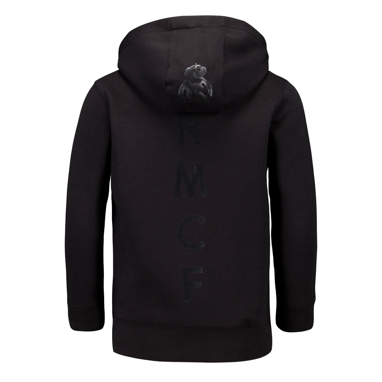 Kids Blackout Hoodie Backprint Black Real Madrid