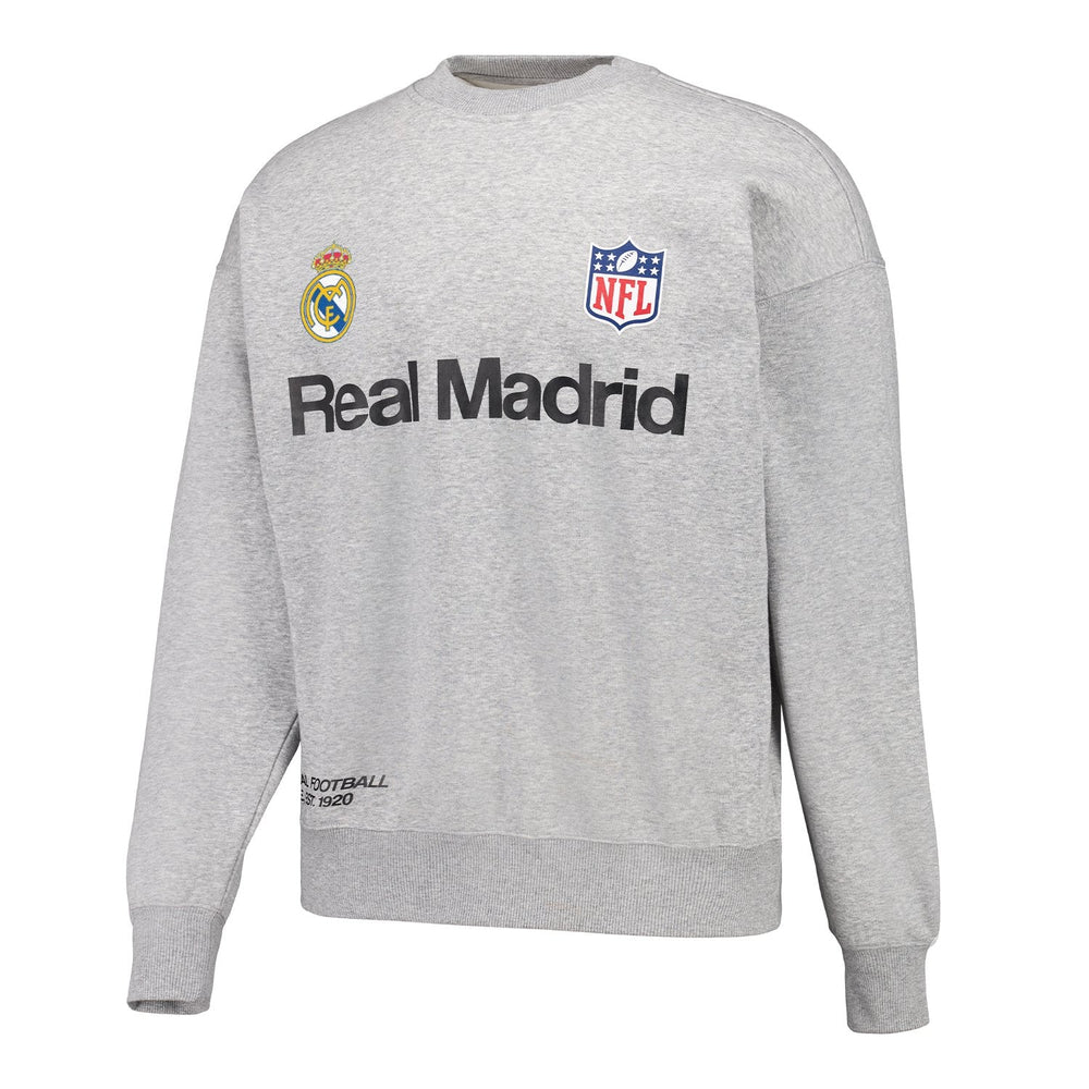 Mens Real Madrid x NFL Crew Sweatshirt Grey