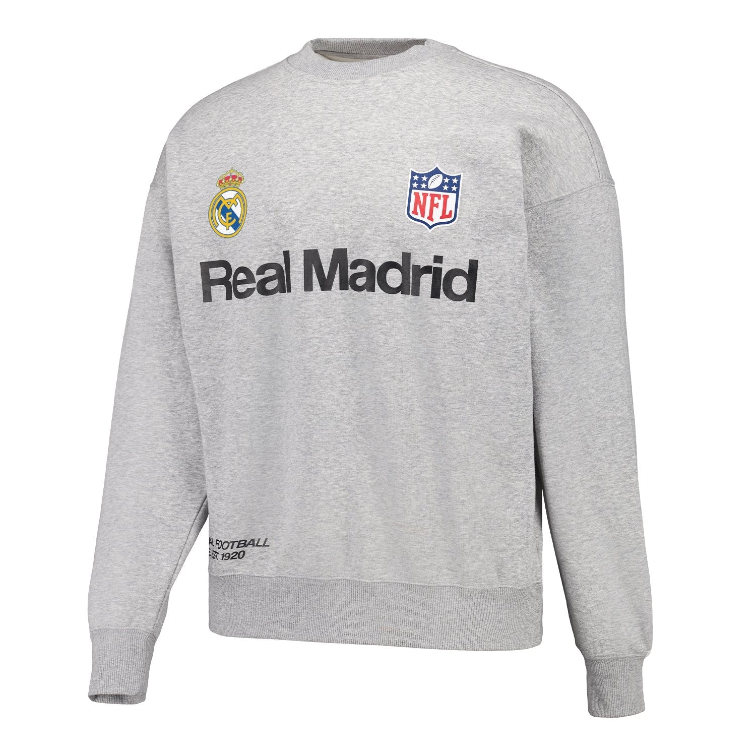 Mens Real Madrid x NFL Crew Sweatshirt Grey