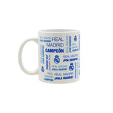 Taza Cerámica 300ml Blanca/Azul Texto Real Madrid