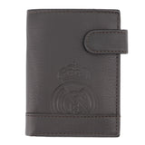 Dark Brown Leather Vertical Wallet With Coin Pocket Real Madrid