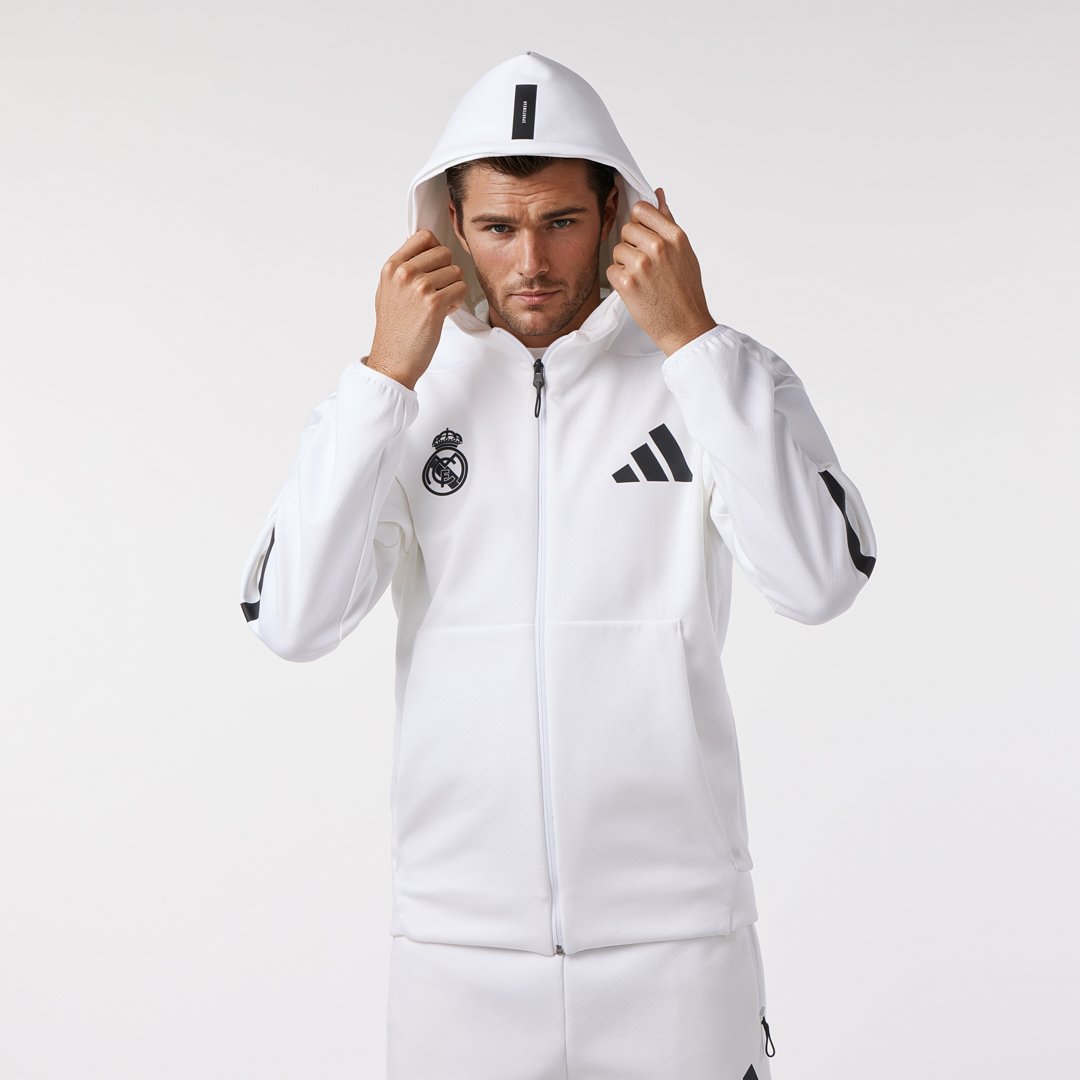 Mens adidas Real Urban Full Zip Hoodie White – Official Real
