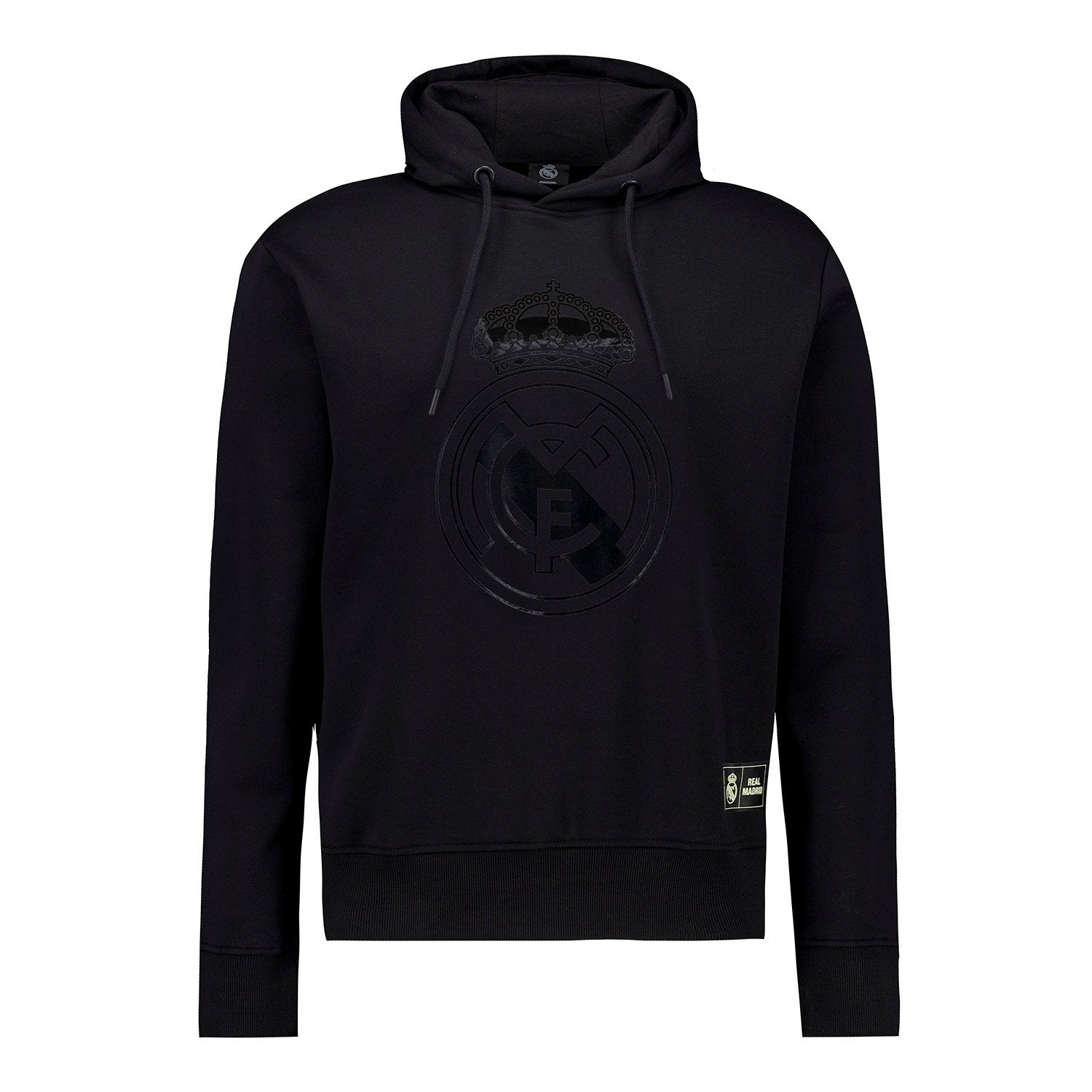 Mens Blackout Hoodie Crest Black Real Madrid