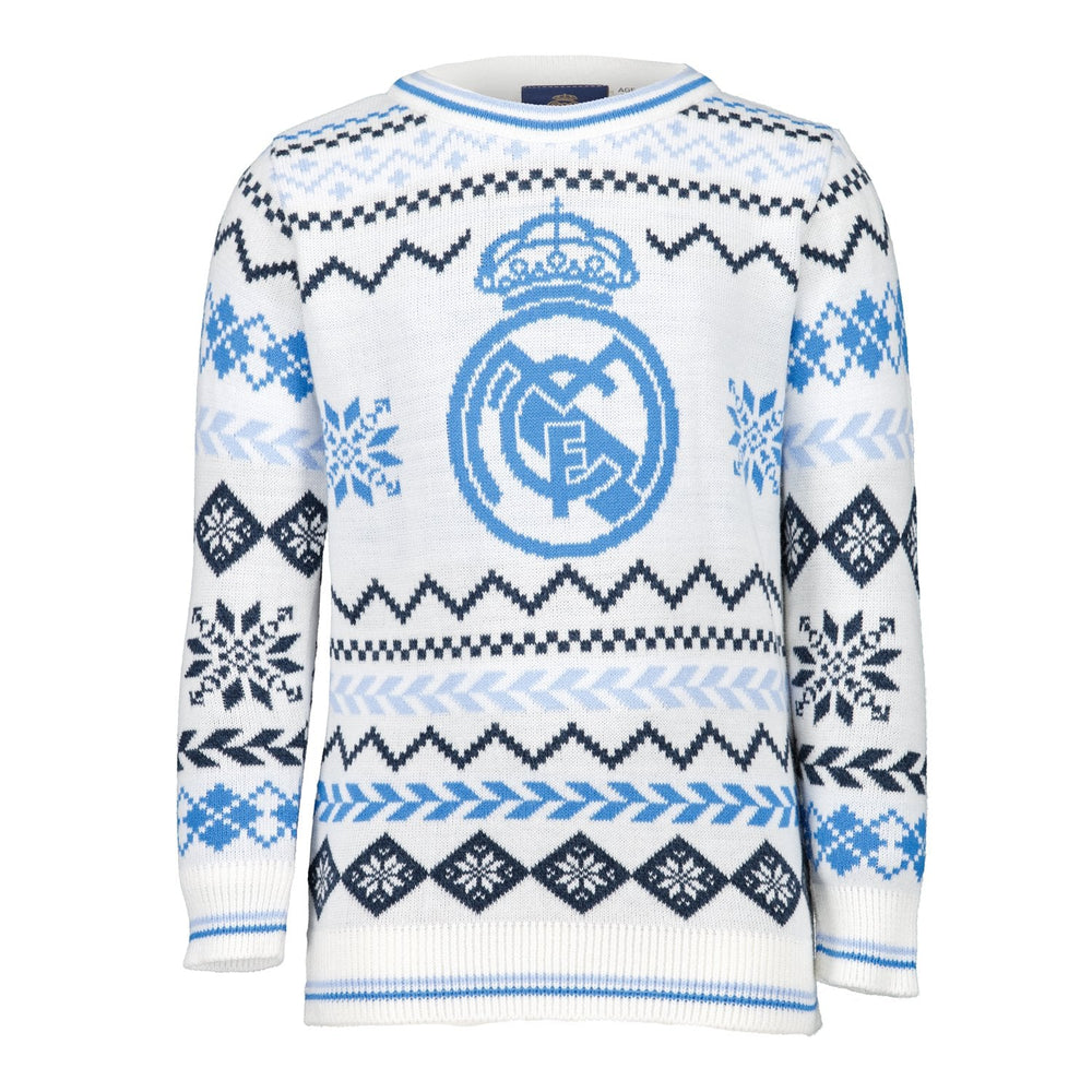 Kids Christmas Sweater Crest Ice White
