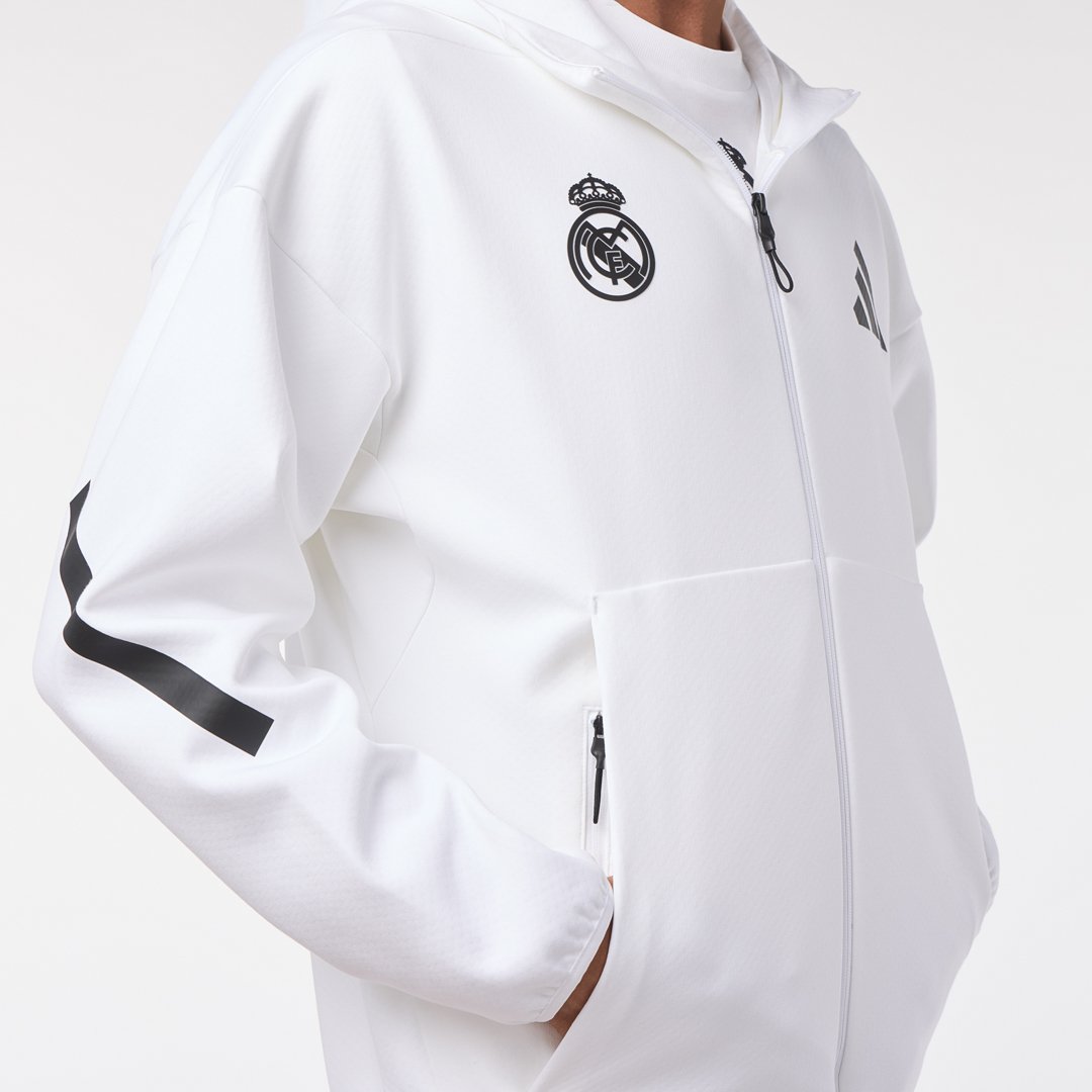 Mens adidas Real Urban Full Zip Hoodie White – Official Real
