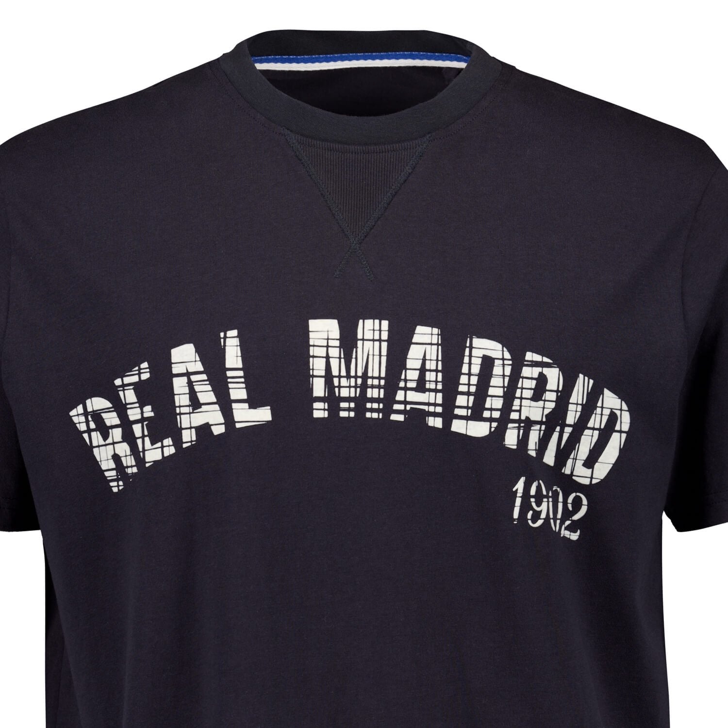 Mens Crack Printed Baseball T-Shirt Navy Real Madrid