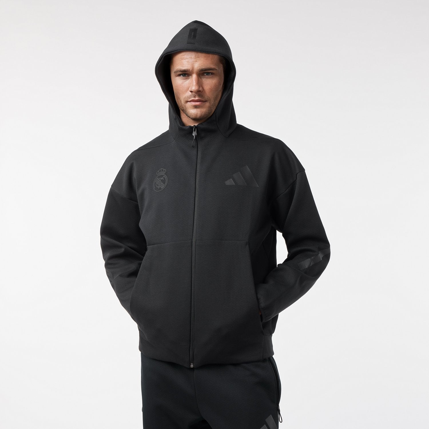 Mens adidas Real Urban Full Zip Hoodie Black – Official Real