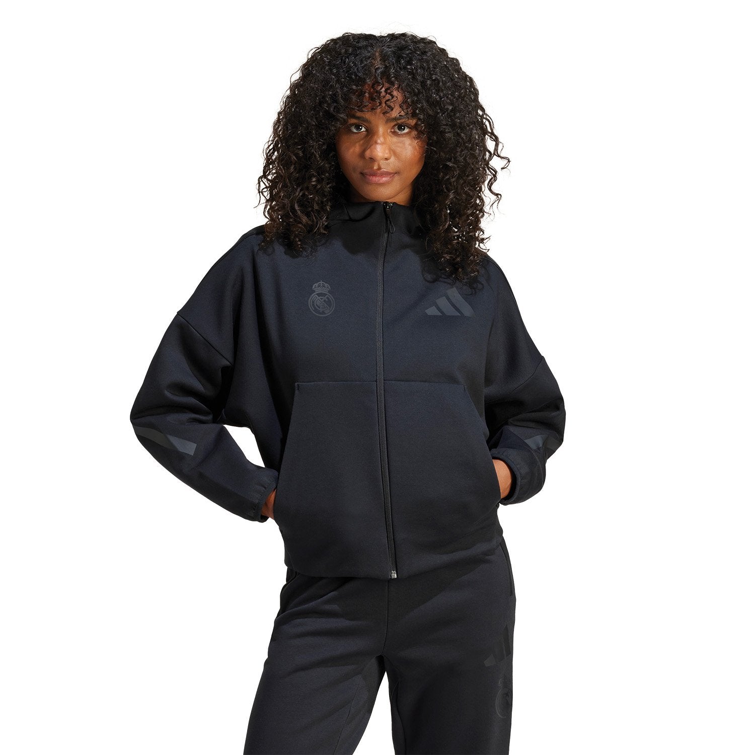 Womens adidas Real Urban Full Zip Hoodie Black – Real Madrid