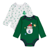 Body Navideño Manga Larga Bebés Blanco/Verde