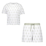 Womens Real Madrid White Dreams Pijama Set Printed Crest T-Shirt & Shorts Green