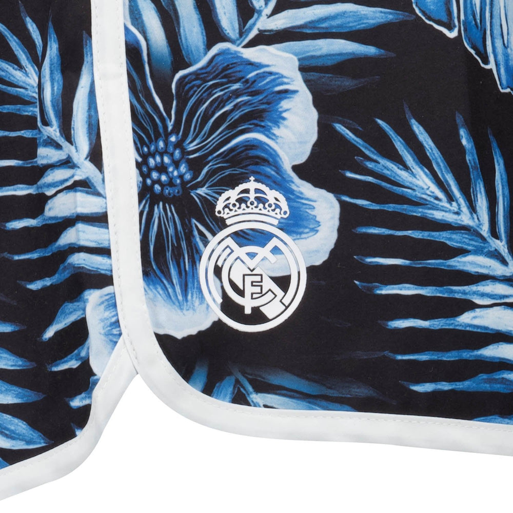 Mens Real Madrid Flower Print Blue Swimshorts