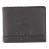 Dark Brown Leather Horizontal Wallet With Coin Pocket Real Madrid