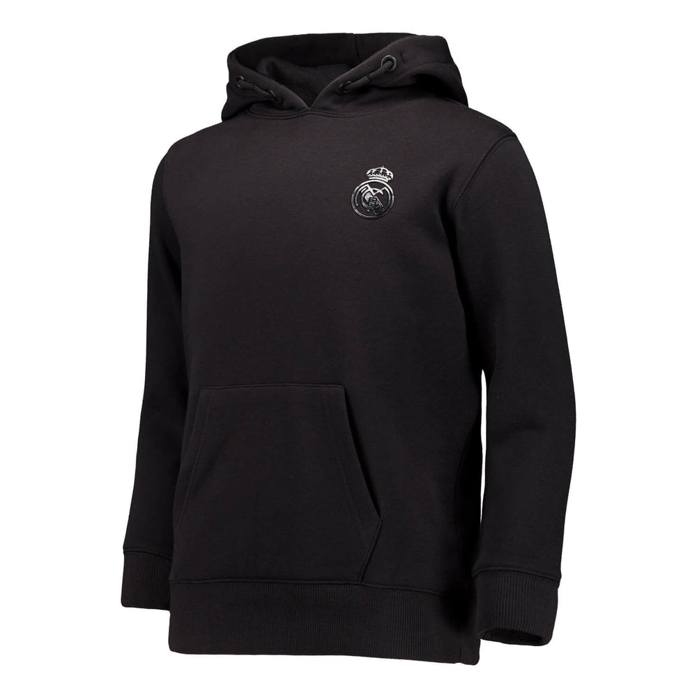 Kids Blackout Hoodie Backprint Black Real Madrid