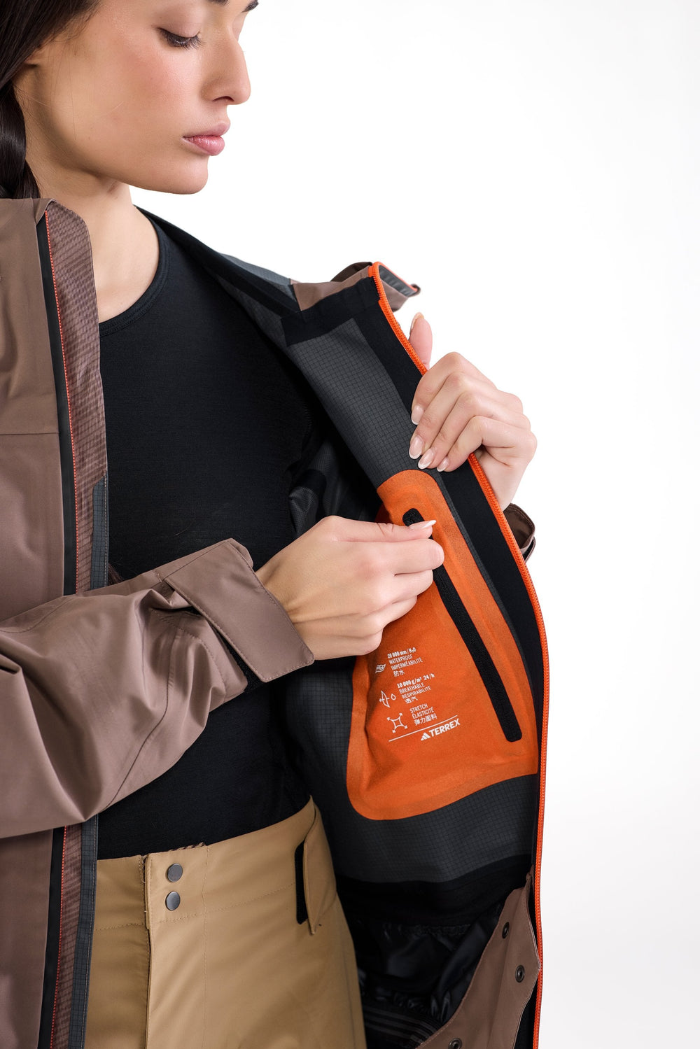 Womens adidas Terrex CLIMAPROOF+ Snow Jacket Brown