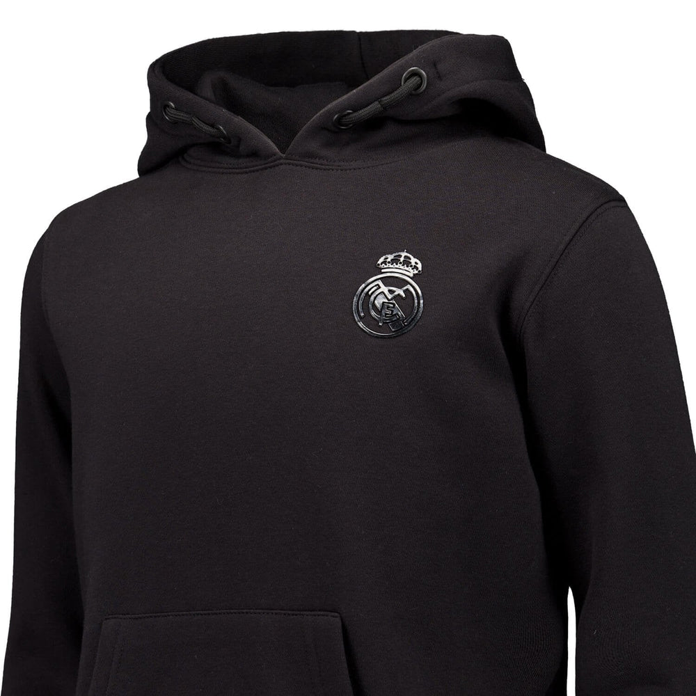 Kids Blackout Hoodie Backprint Black Real Madrid