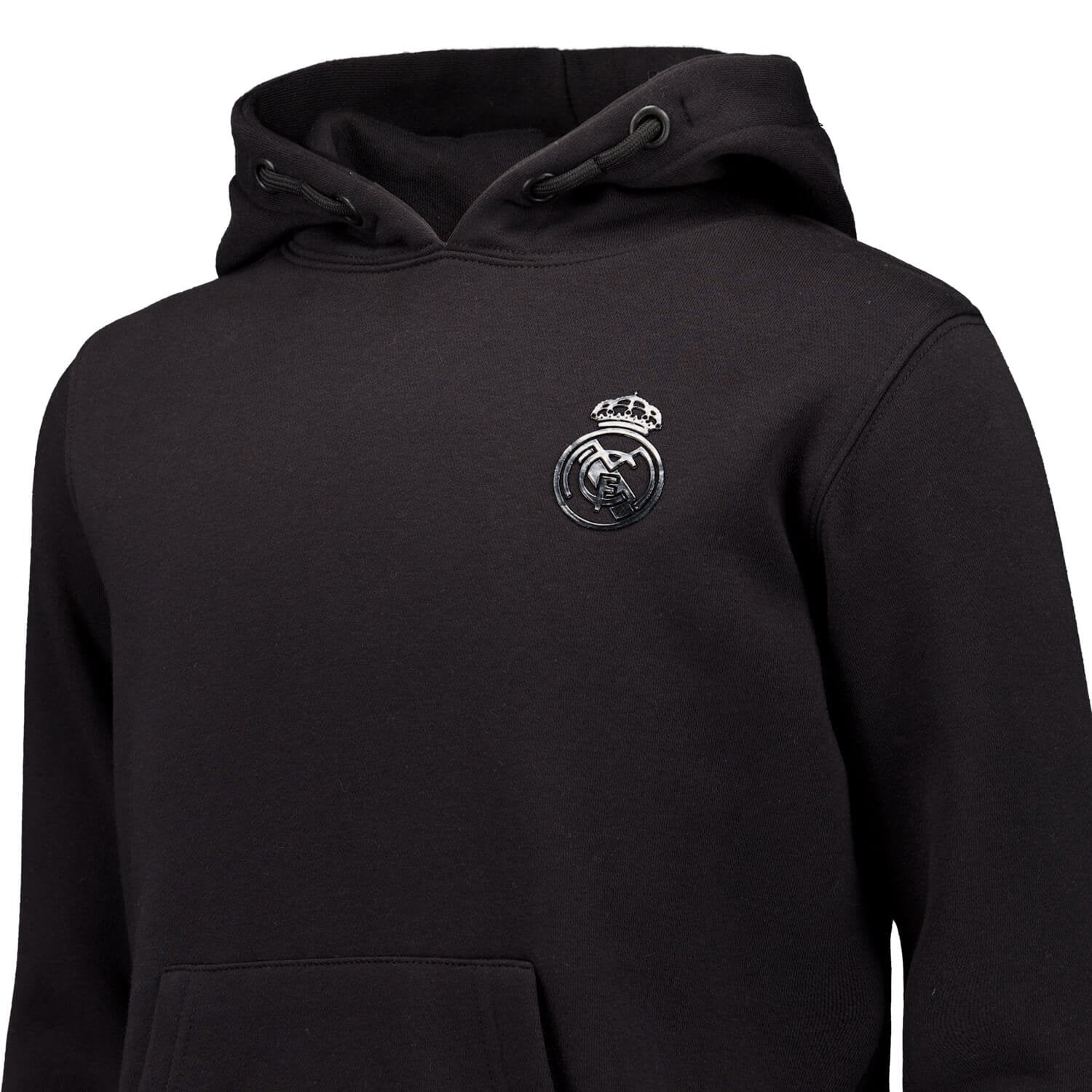 Kids Blackout Hoodie Backprint Black Real Madrid