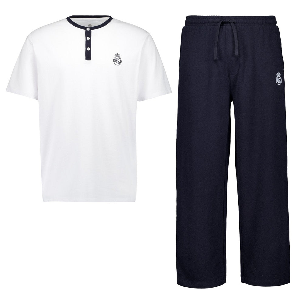 Mens Real Madrid White Dreams Pijama Set T-Shirt & Fleece Trousers Navy