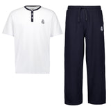 Mens Real Madrid White Dreams Pijama Set T-Shirt & Fleece Trousers Navy