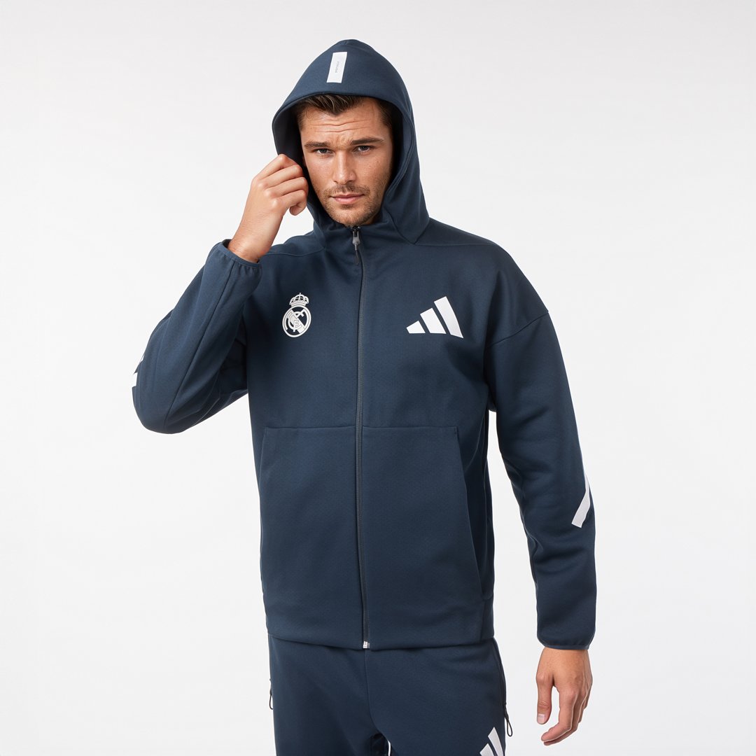 Mens Adidas Real Urban Full Zip Hoodie Navy – Official Real Madrid