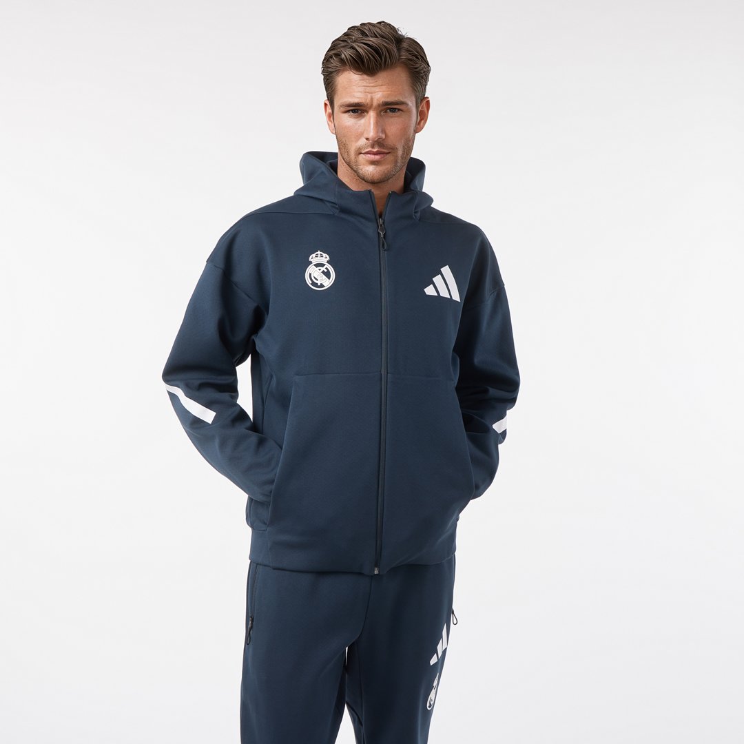 Mens Adidas Real Urban Full Zip Hoodie Navy – Real Madrid Europe Store