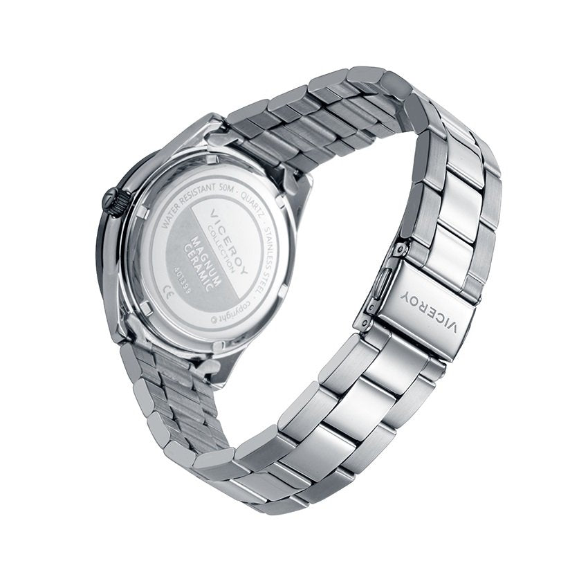 Man Steel Ceramic Bracelet Watch Silver Viceroy