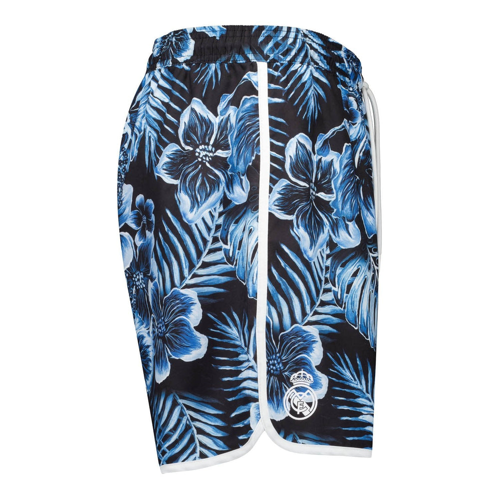 Mens Real Madrid Flower Print Blue Swimshorts