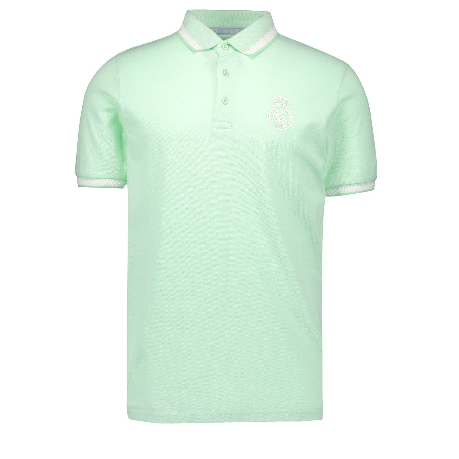 Mens Pastel Two Tone Pique Polo Shirt Green Real Madrid