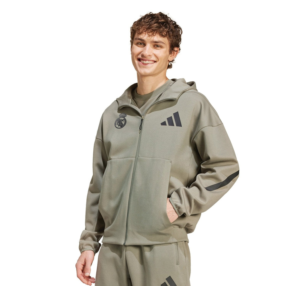 Mens adidas Real Urban Full Zip Hoodie Kakhi