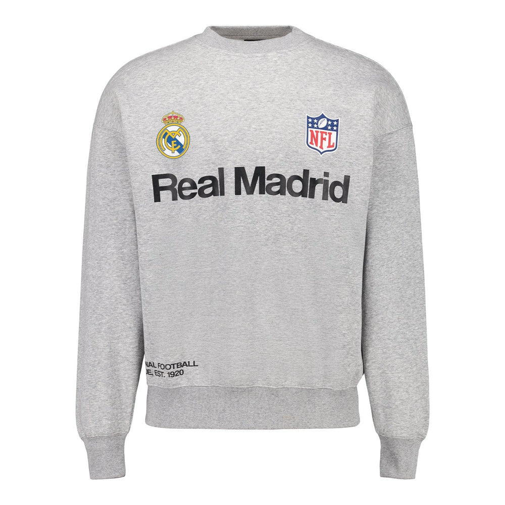 Mens Real Madrid x NFL Crew Sweatshirt Grey