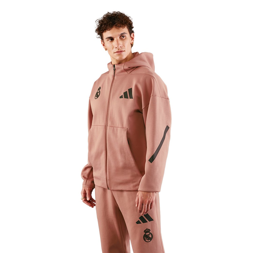 Mens adidas Real Urban Full Zip Hoodie Brown