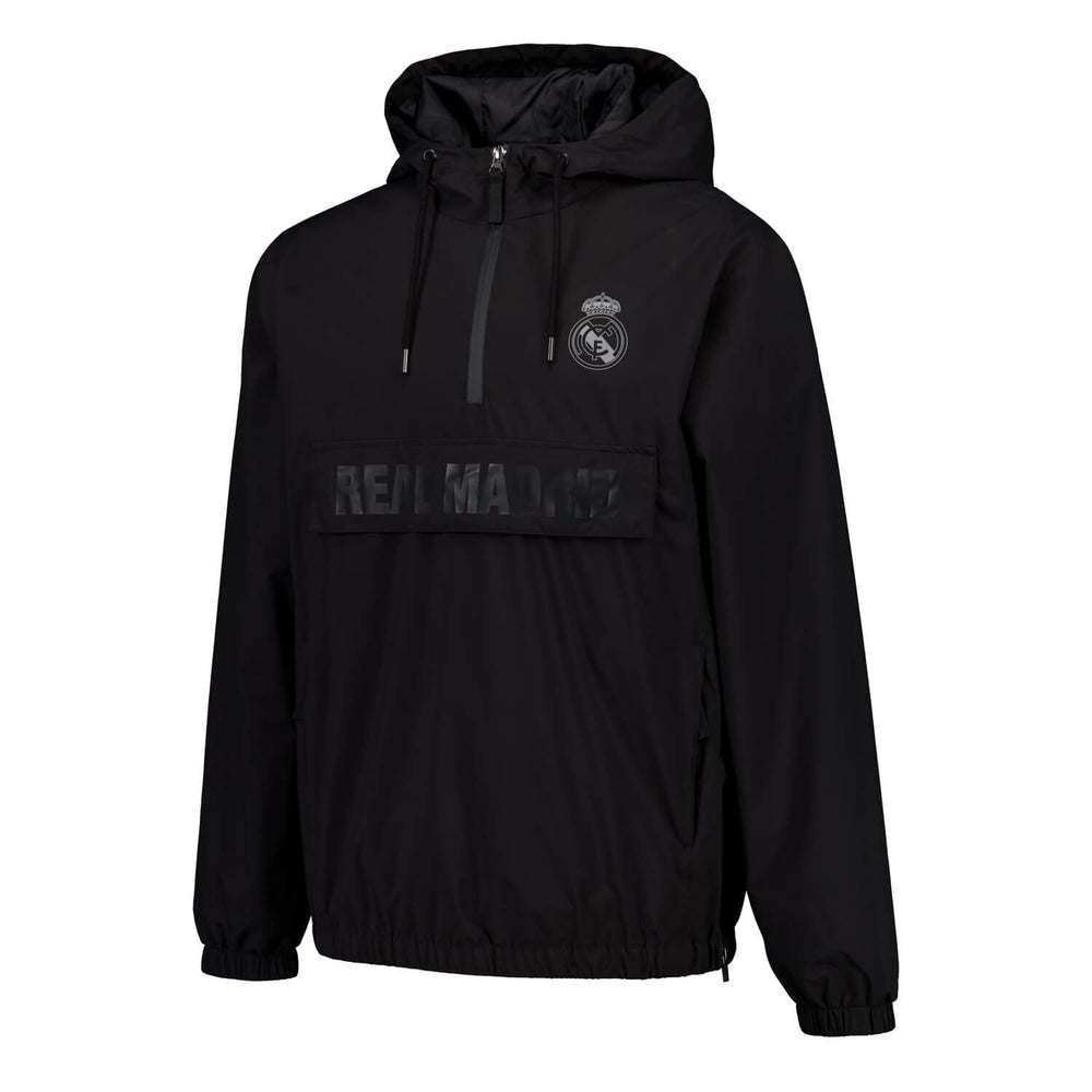 Mens Outerwear Hooded Lightweight Anorak Black Real Madrid