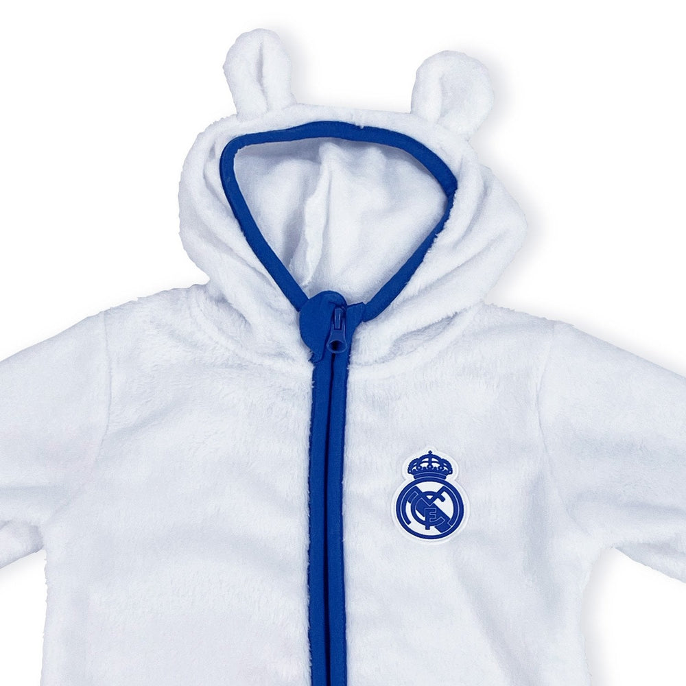 Infant Teddy Zip Hood White/Blue