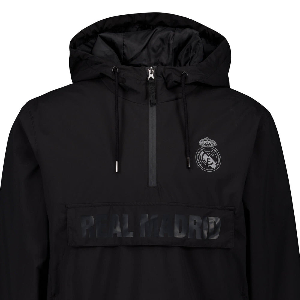 Mens Outerwear Hooded Lightweight Anorak Black Real Madrid