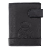 Cartera Vertical Cuero Negra Con Monedero Real Madrid