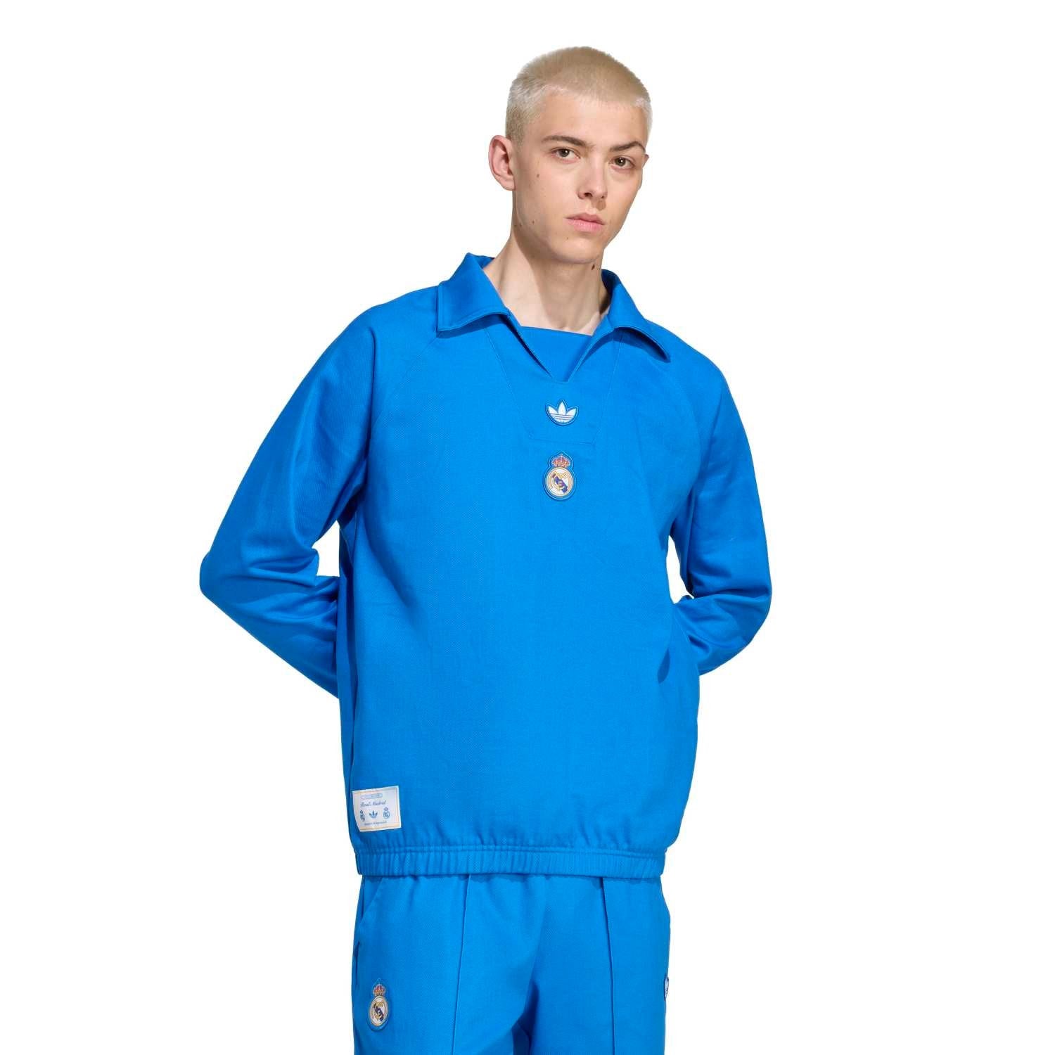 Mens adidas Originals Terrace Icons Collar Sweatshirt 25/26 Blue