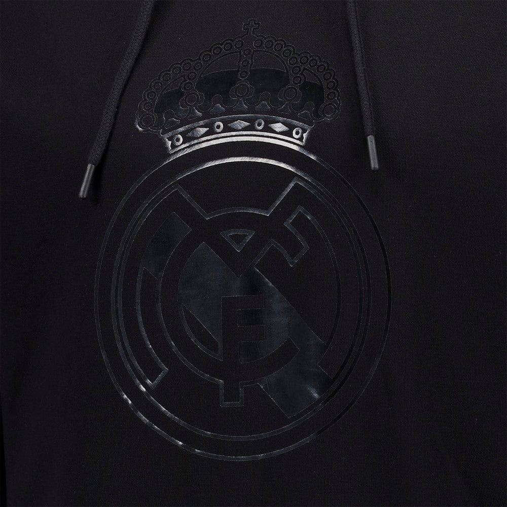 Mens Blackout Hoodie Crest Black Real Madrid